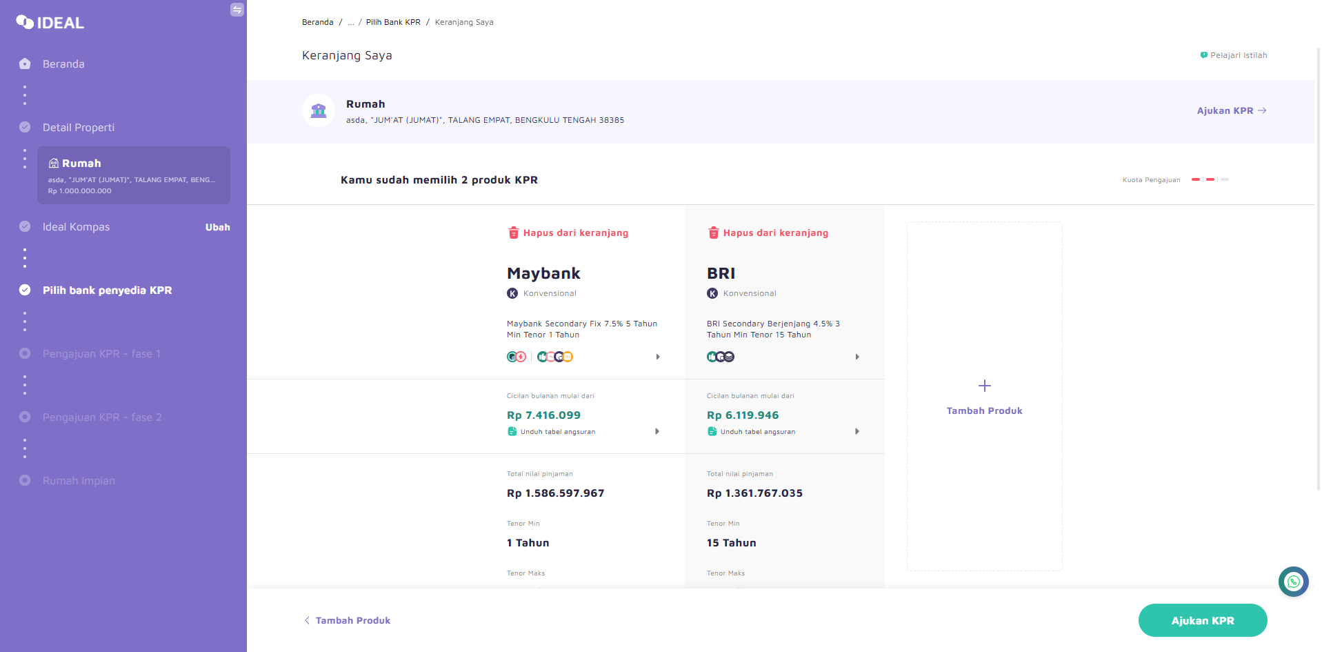 IDEAL mortgage comparison cart