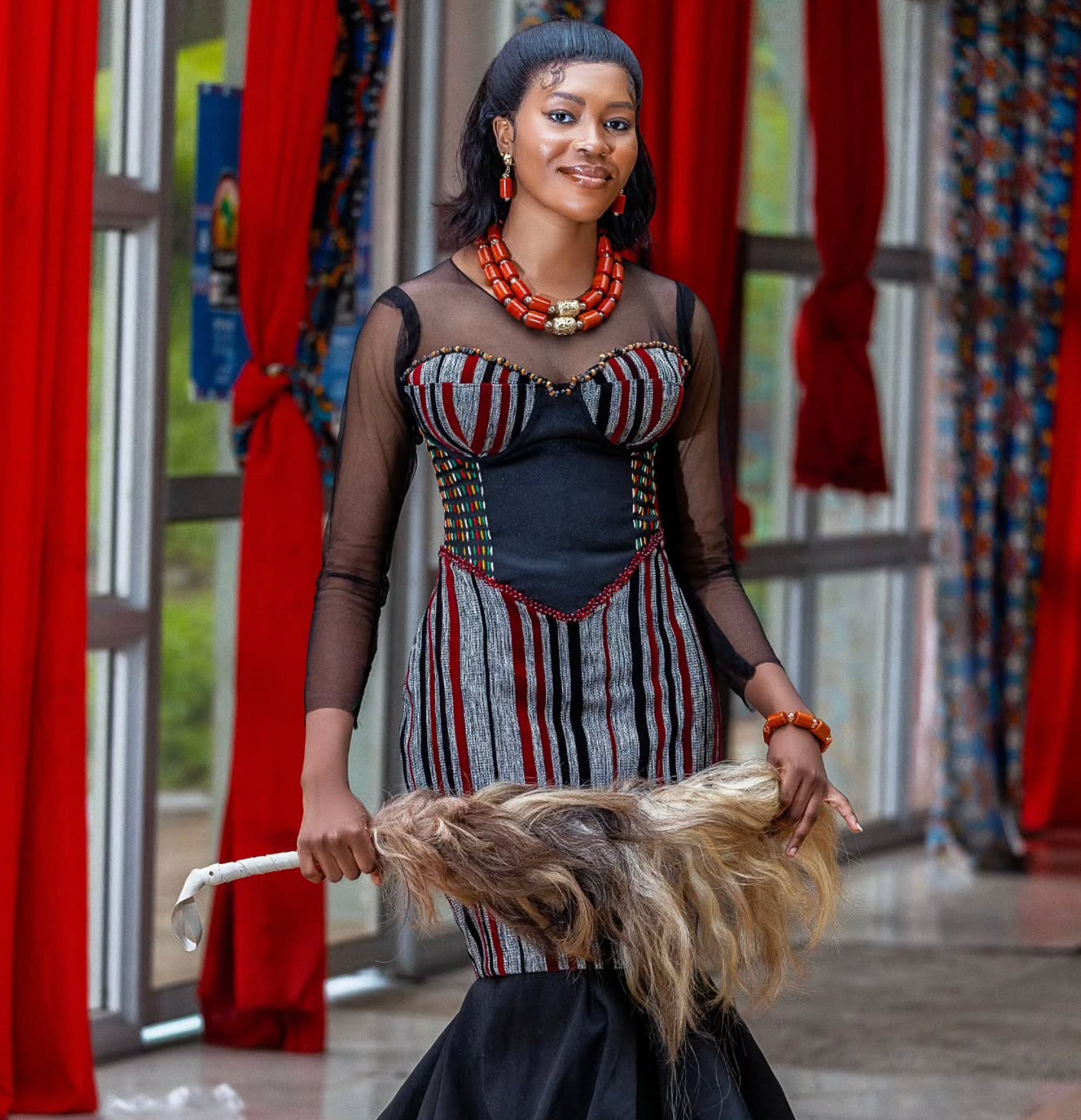 Cameroonian woman in ceremonial Florven clothing
