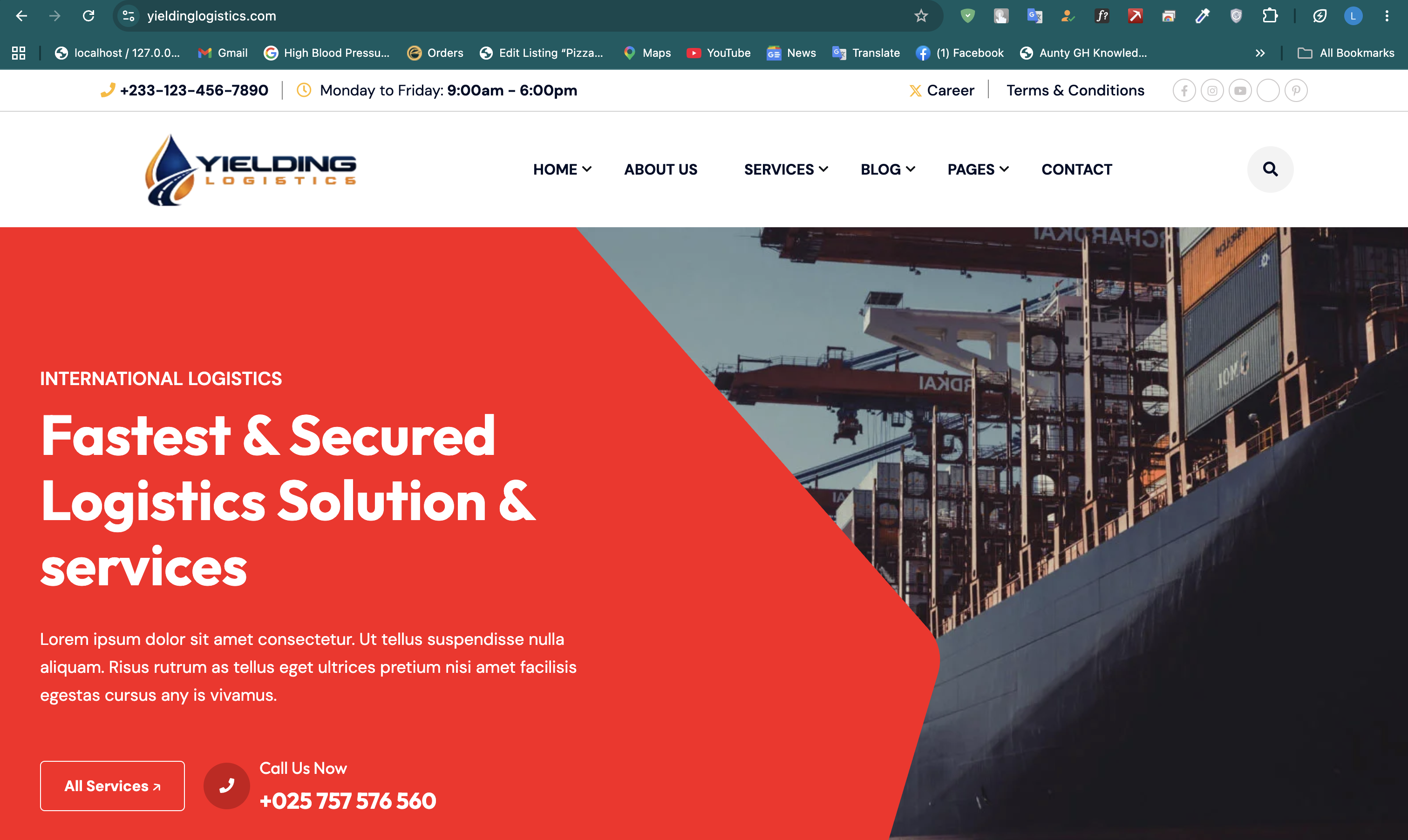 Yielding Logistics website preview