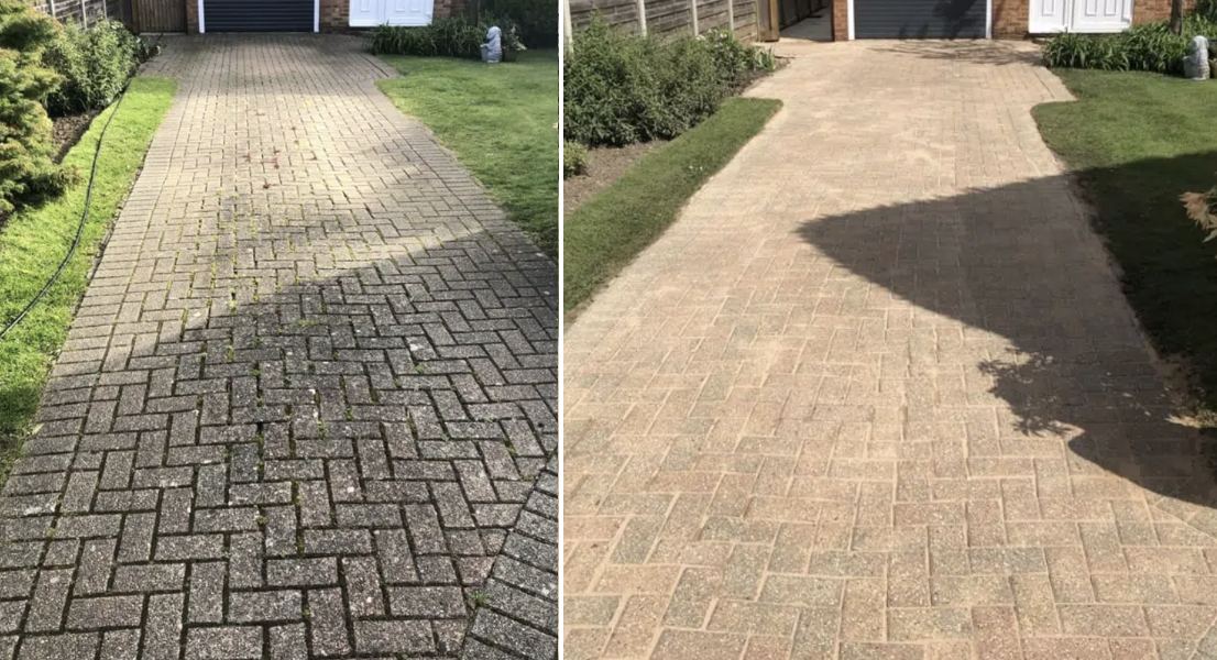 Driveway cleaning - Before and After