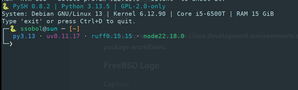 PySH interactive shell prompt with system info