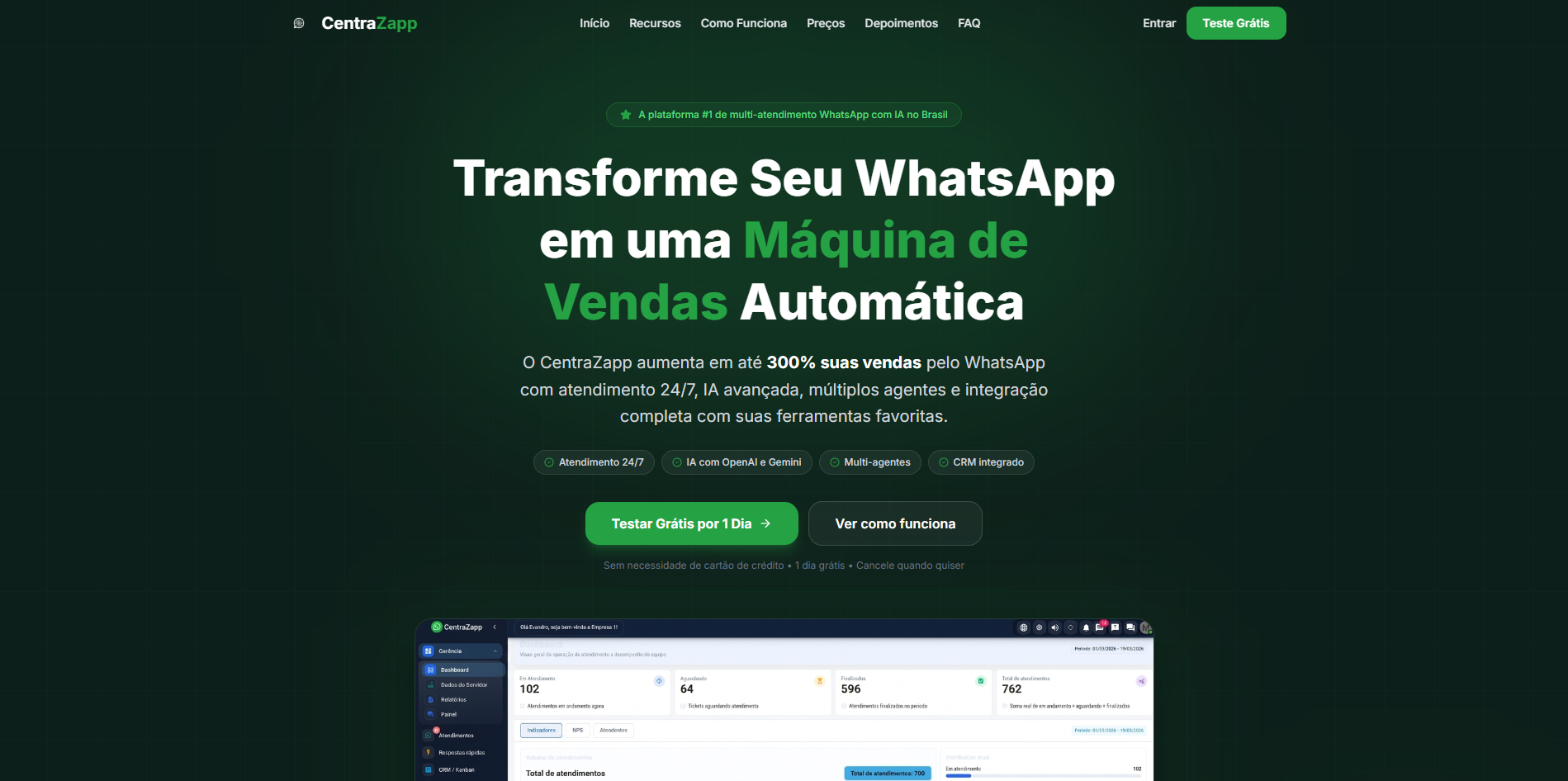 Screenshot do projeto CentraZapp