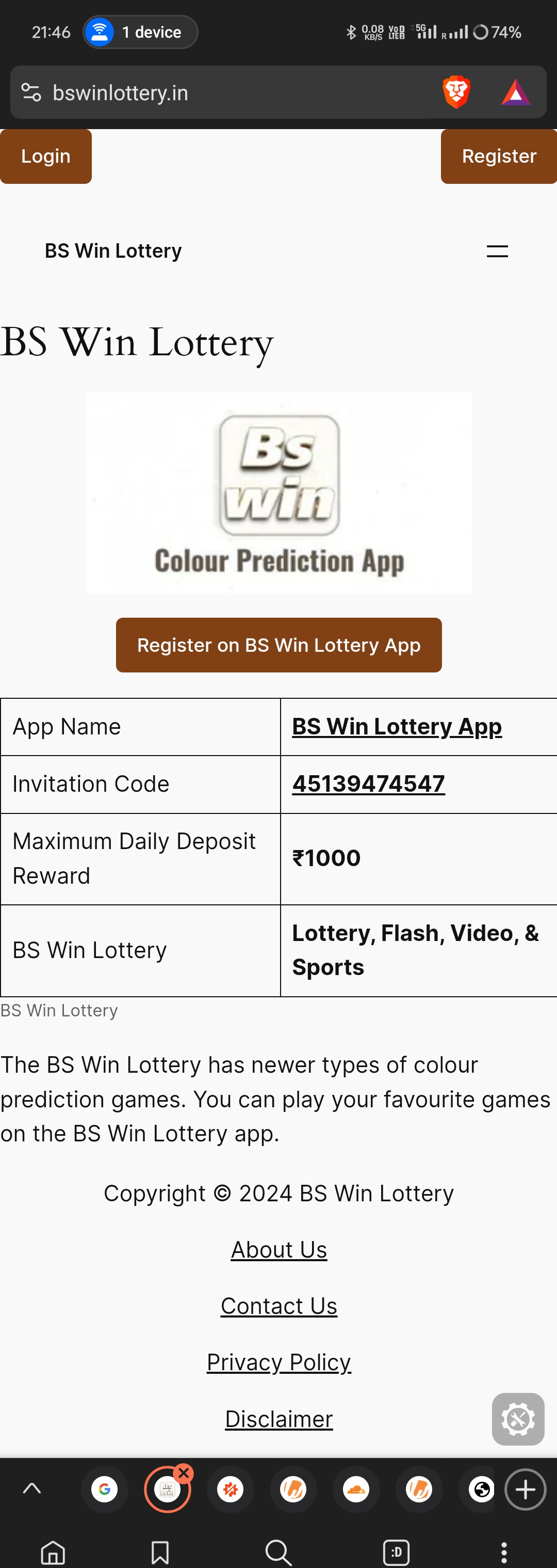 BS Win Lottery App Logo