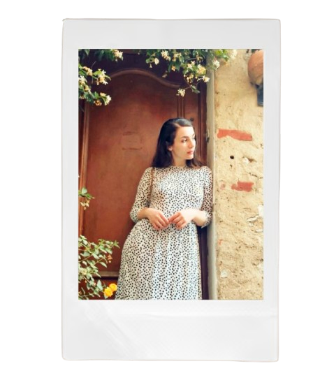 Polaroid frame with garden photo