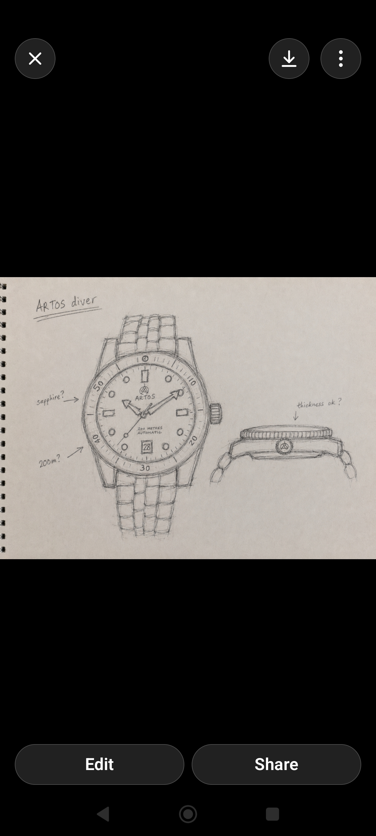 Original ARTOS diver sketch - where it all began