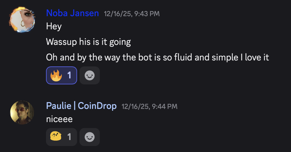 Noba Jansen saying the CoinDrop bot is fluid and simple