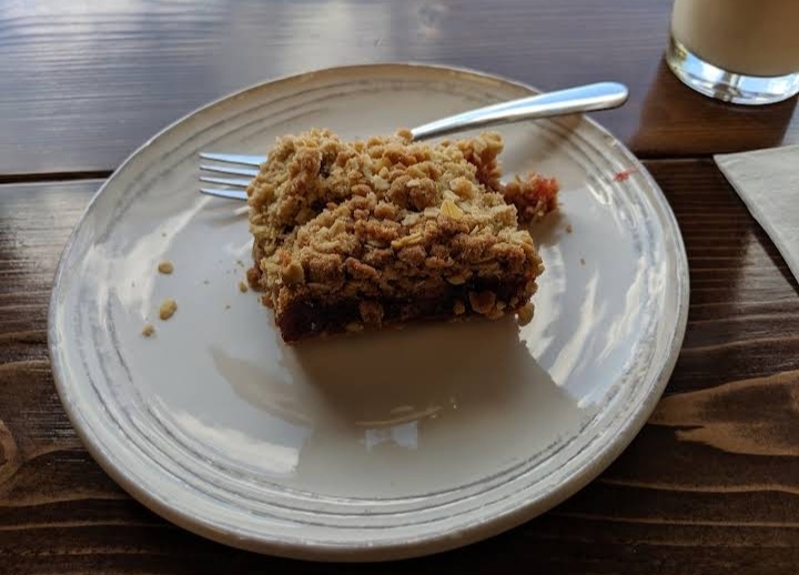 Oat crumble bar on a plate