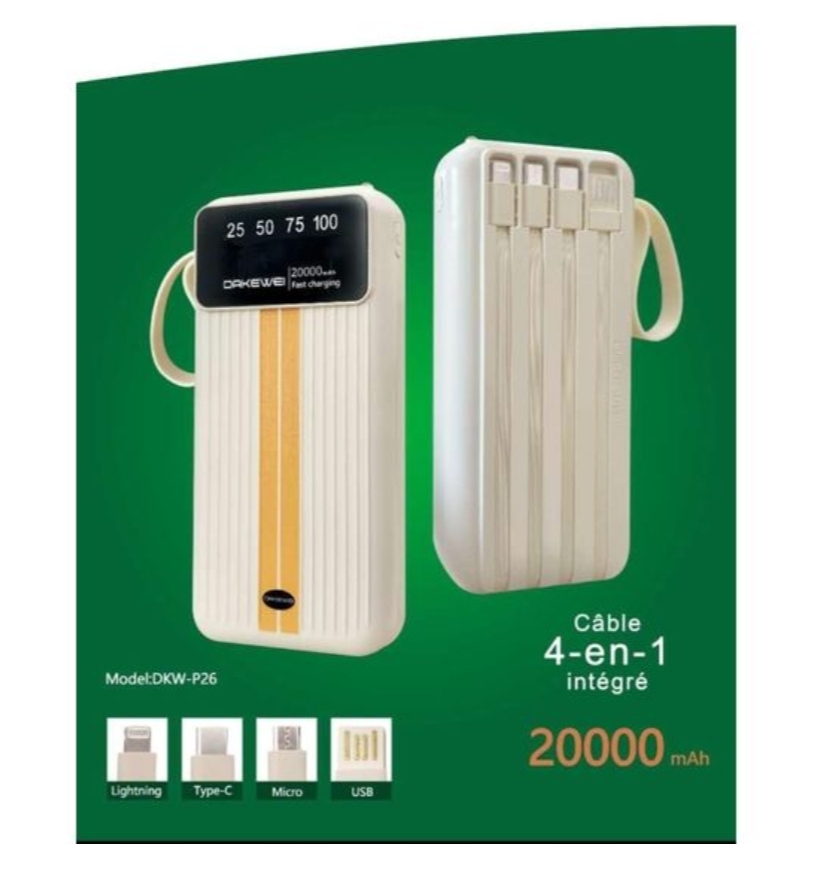 POWERBANK DKW P26 BLANC (BEIGE) 20.000mAh