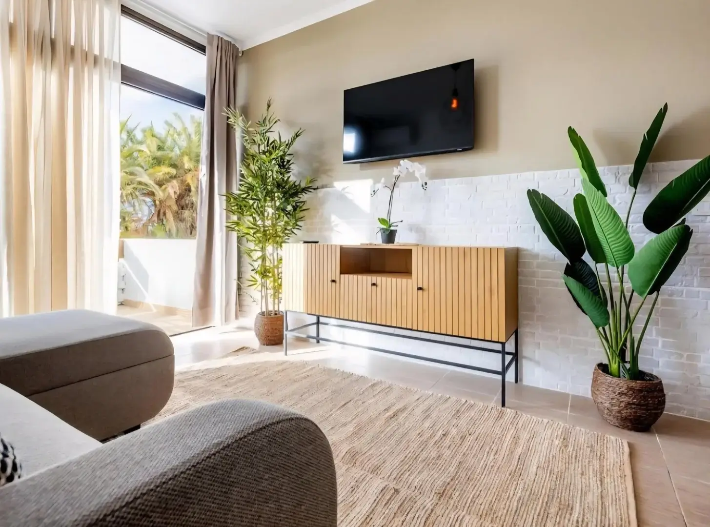 Living room with natural light and plants