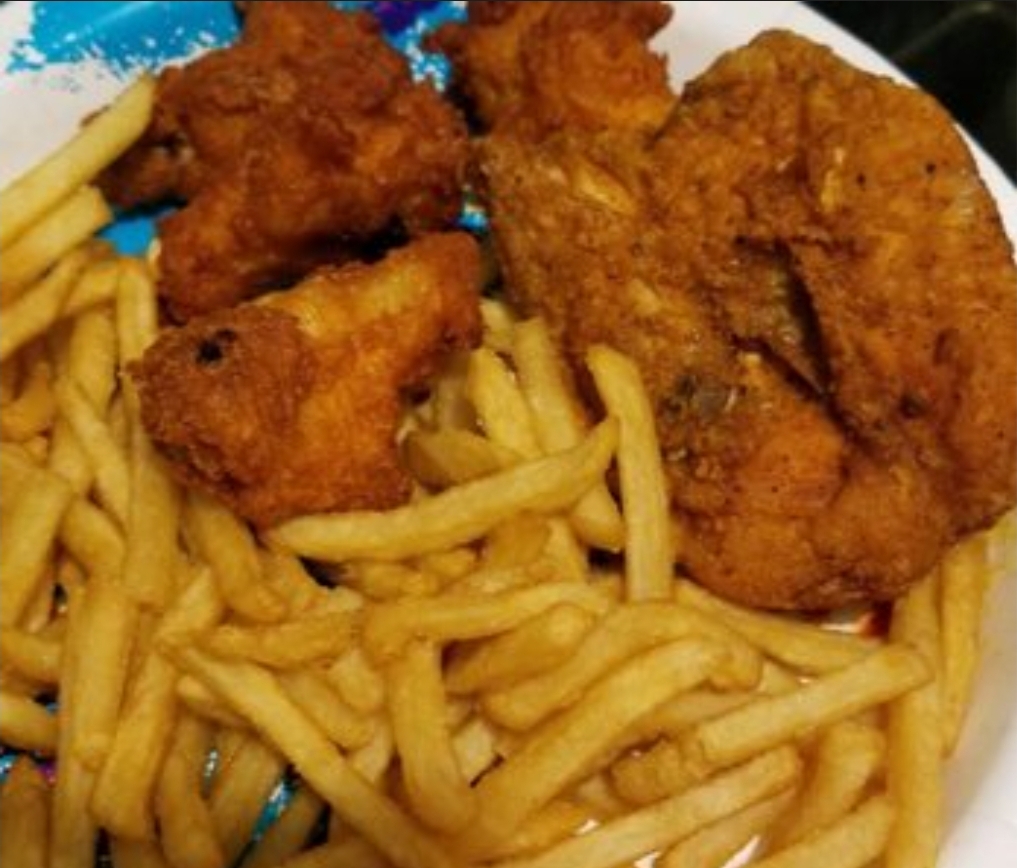 Fried chicken with french fries