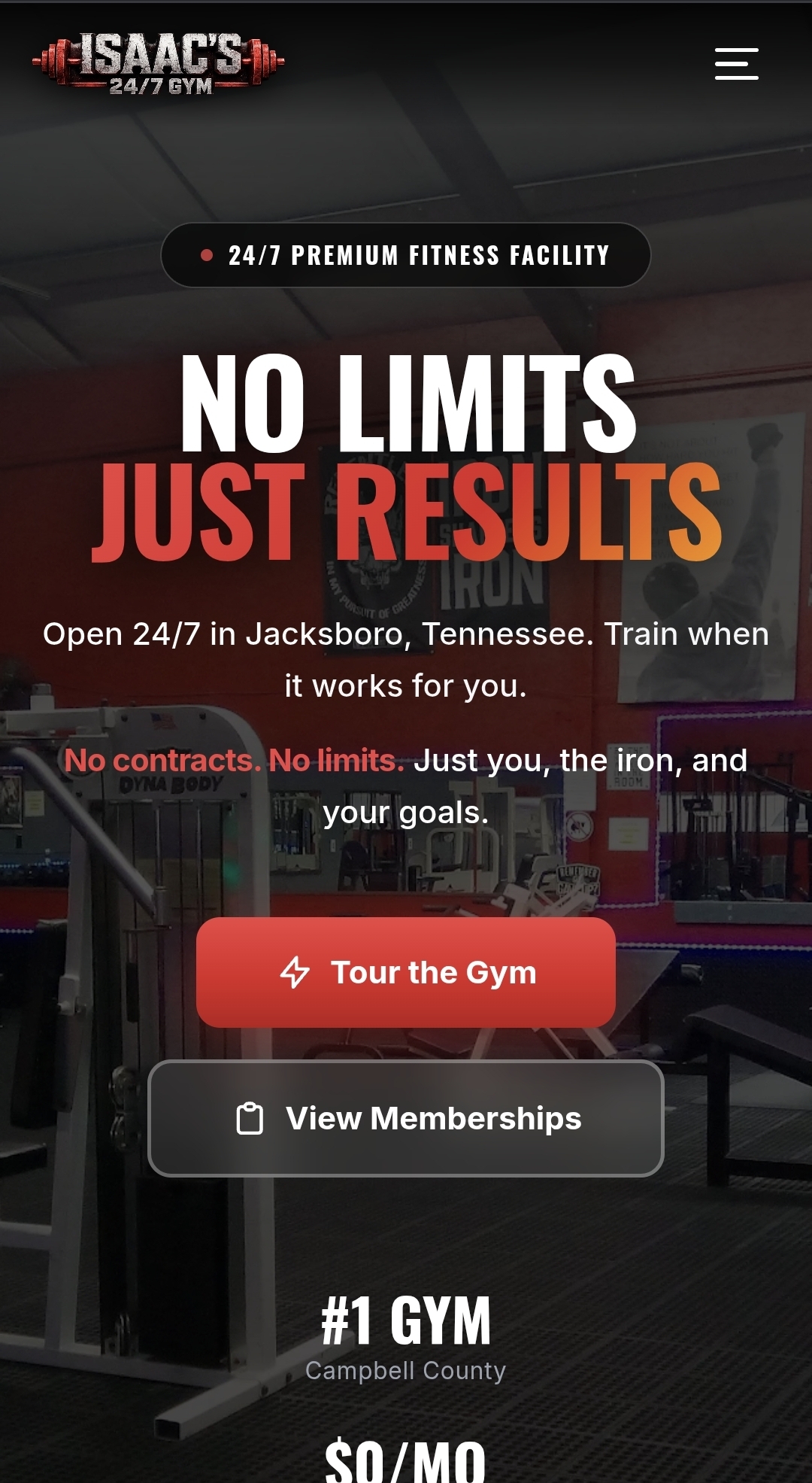 Isaac's 24/7 Gym — No Limits. Just Results.