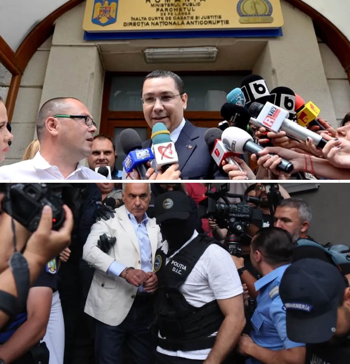 Declarații în fața sediului DNA și intervenție a forțelor de ordine