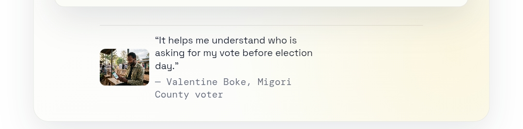Valentine Boke, Migori County voter
