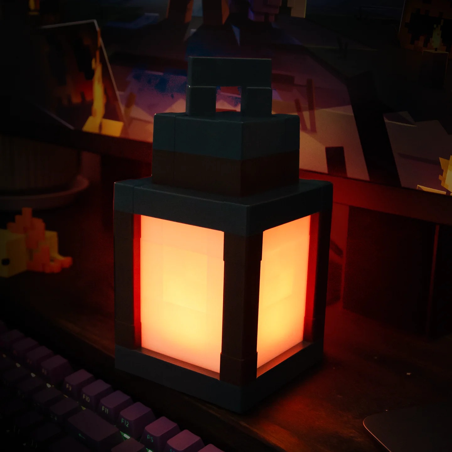 Pixel Soul Lantern glowing in a gaming room