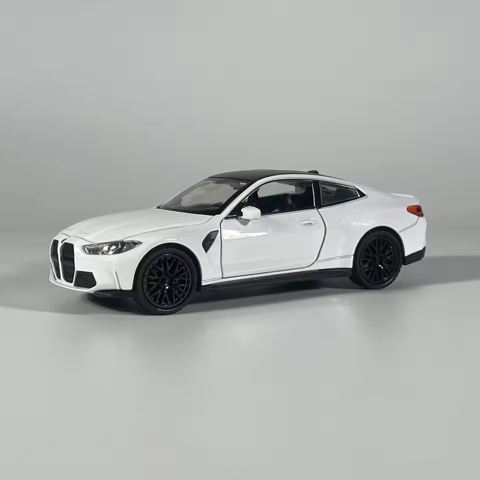 White BMW M4 die-cast model front product view