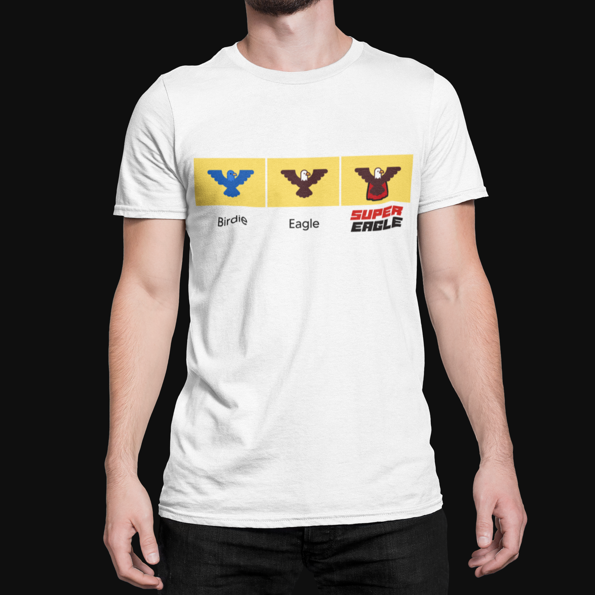 Shane Bacon Birdie Eagle Super Eagle white t-shirt mockup