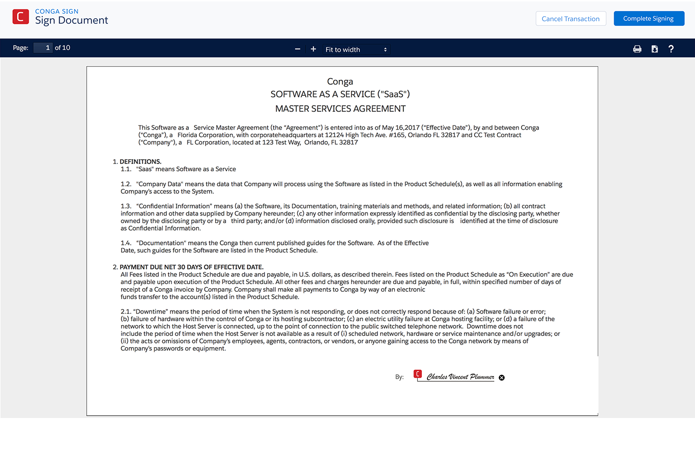 Signing Experience - Clean, focused document signing interface