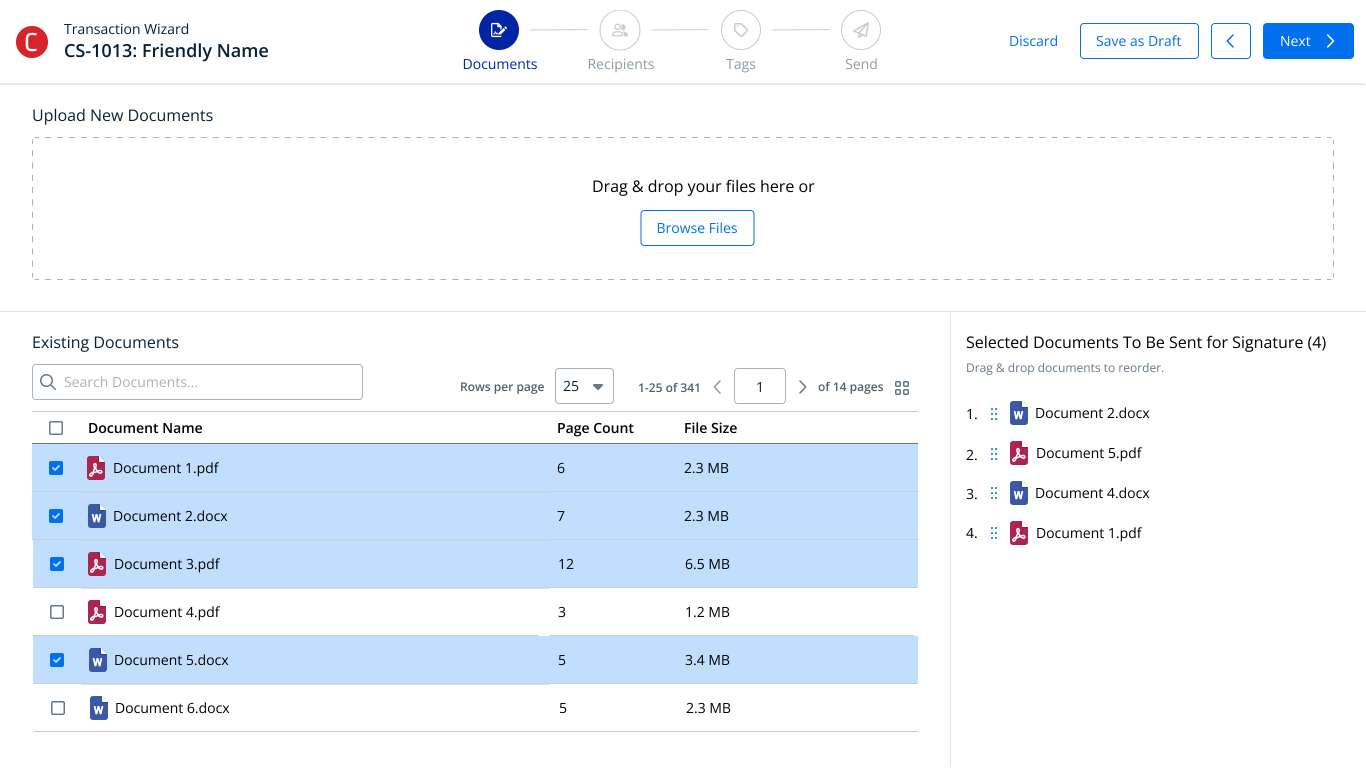 Document Selection - Intuitive drag-and-drop document management