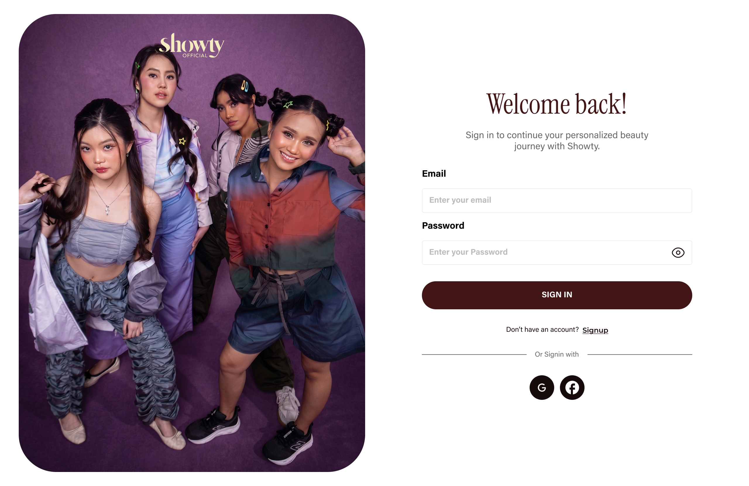 Showty website screen 7