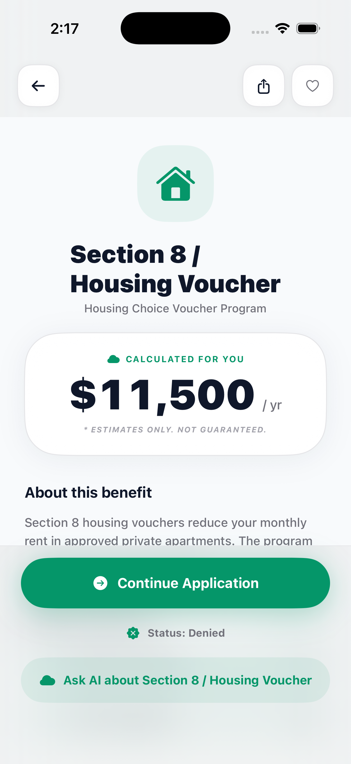 BenefitNow AI benefit detail view