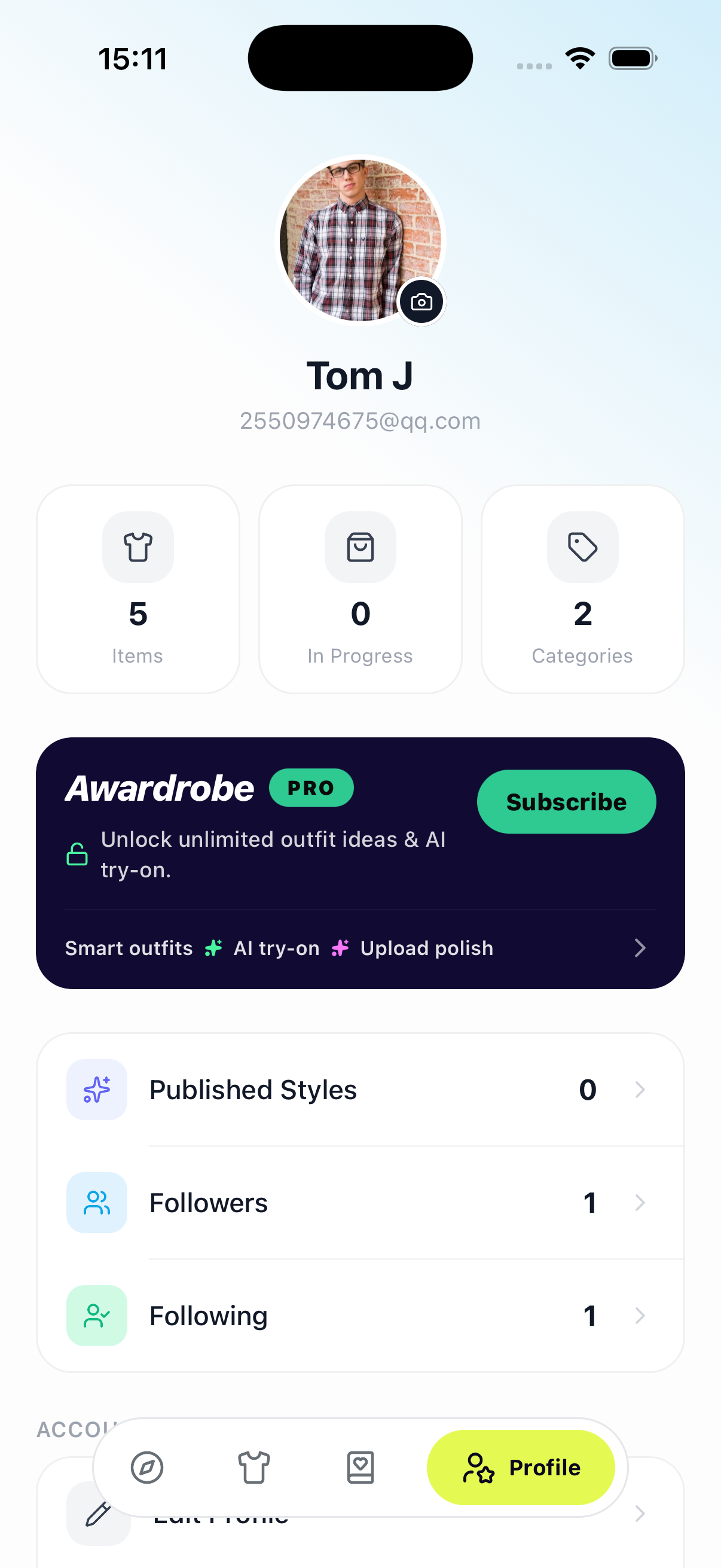 Profile page