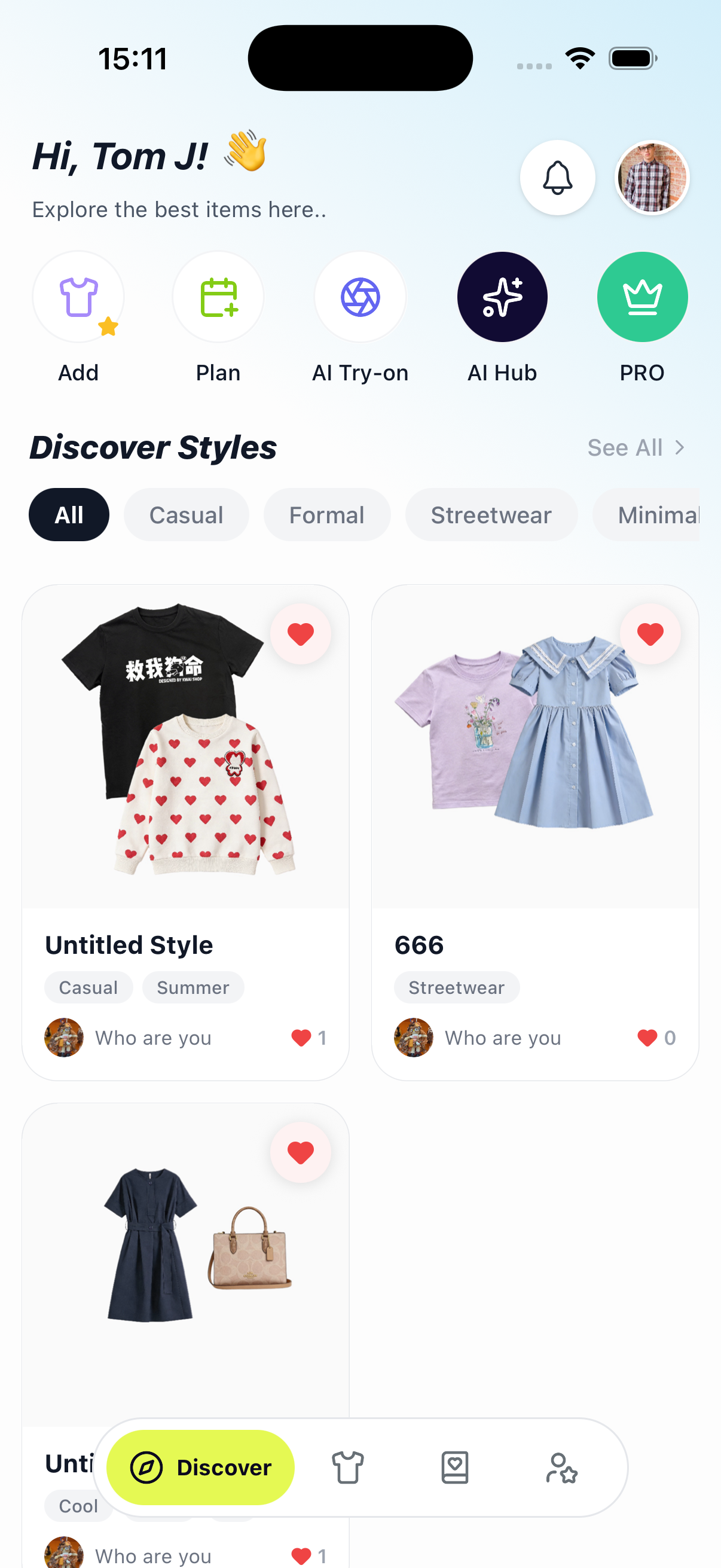 Discover page