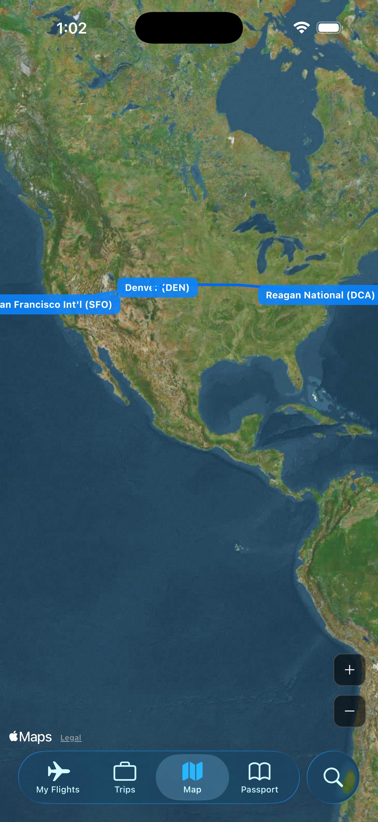 AirTrace full map view