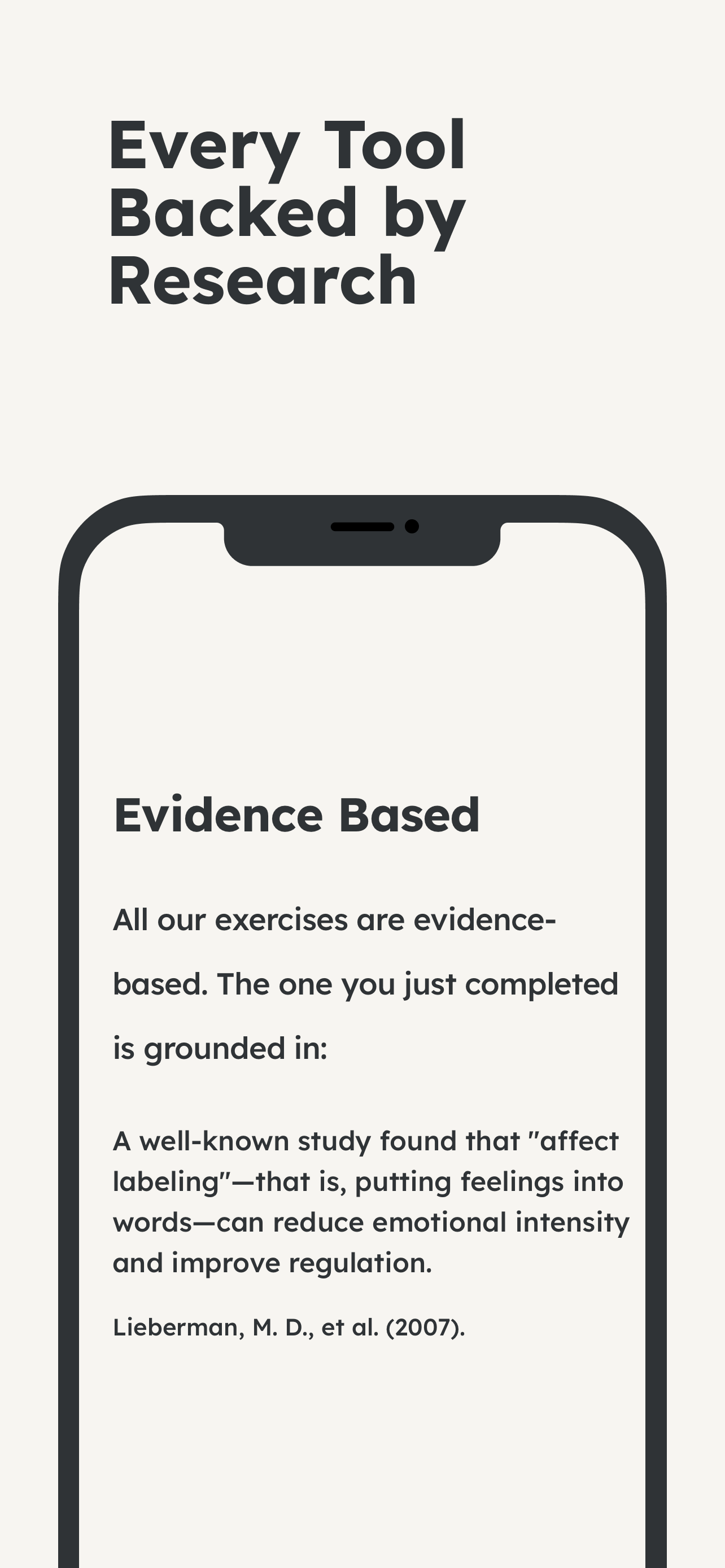 well. app screen explaining the evidence base behind an exercise with a scientific citation