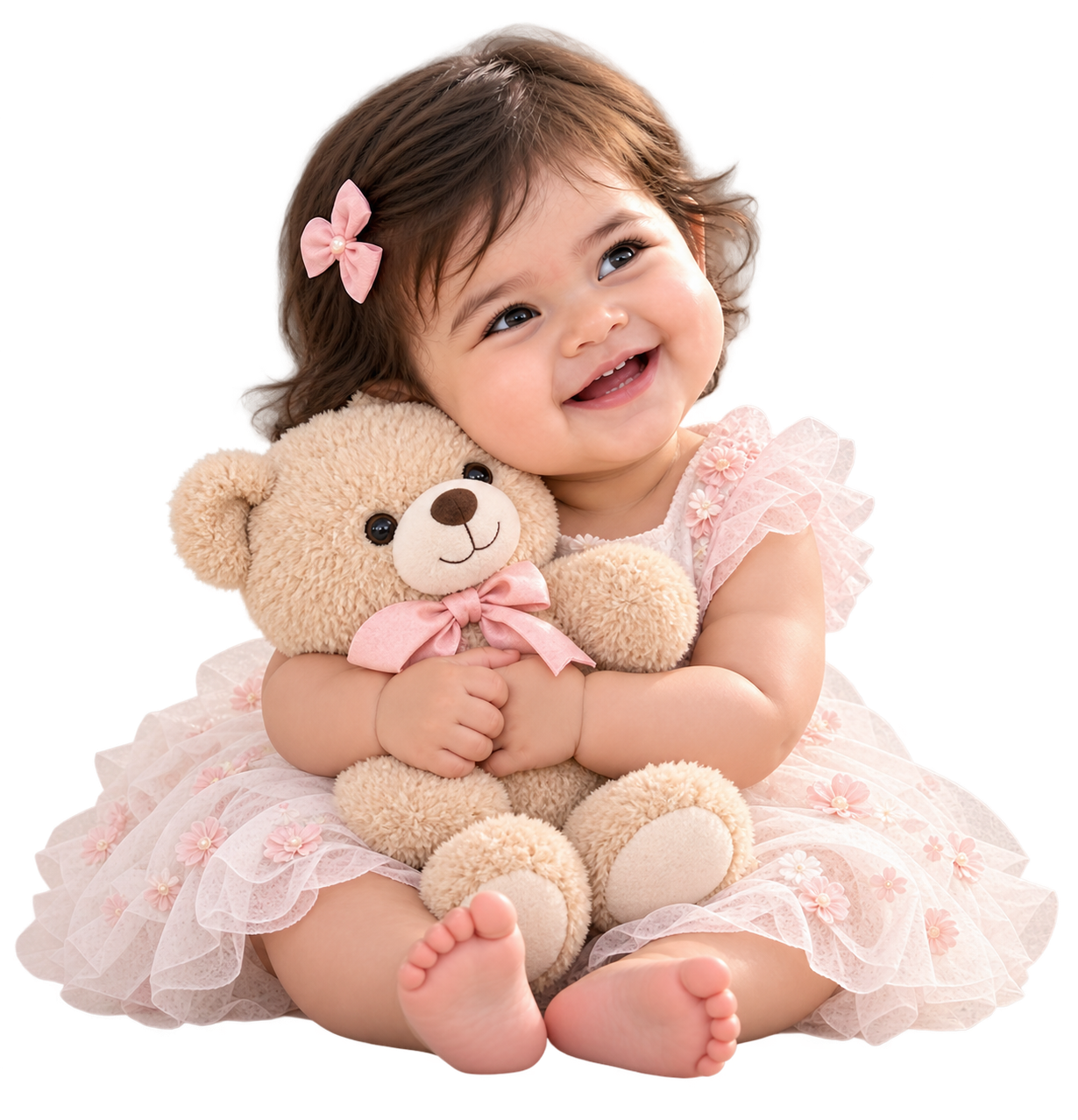 Shrishtiika cuddling a teddy bear