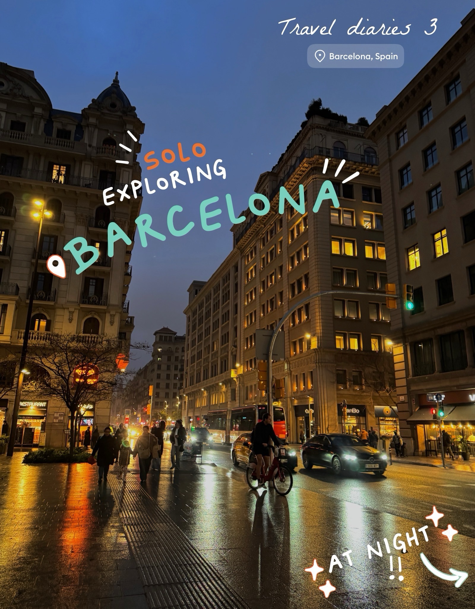 Barcelona streets at night