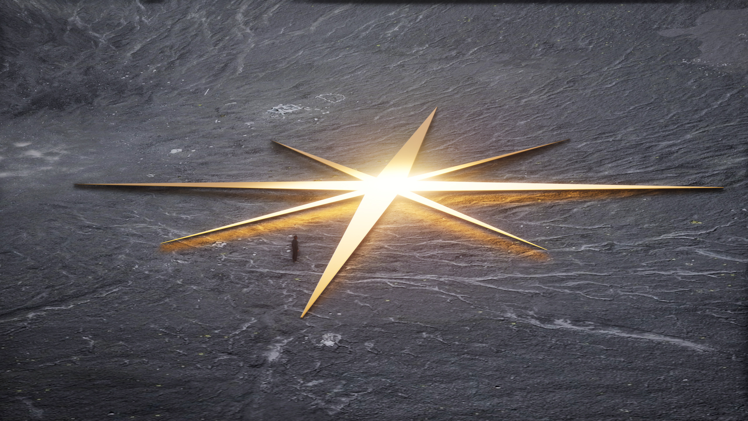 SUPERSTAR I - The golden star with a human figure for scale