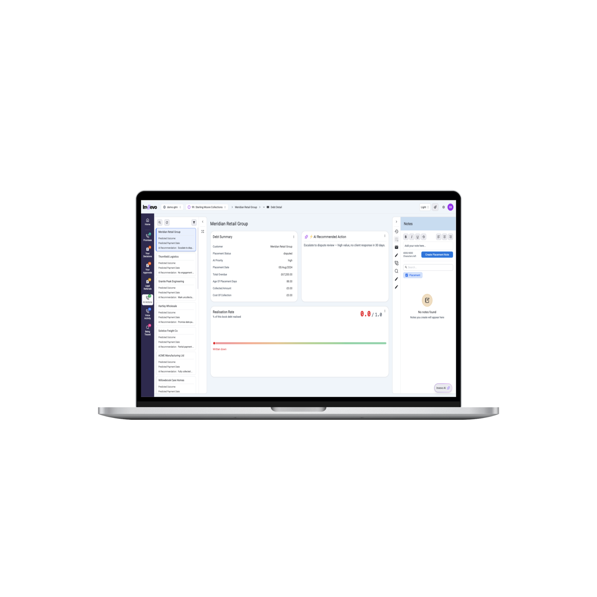 Sterling Moore account intelligence workspace showing account context and recommended next action