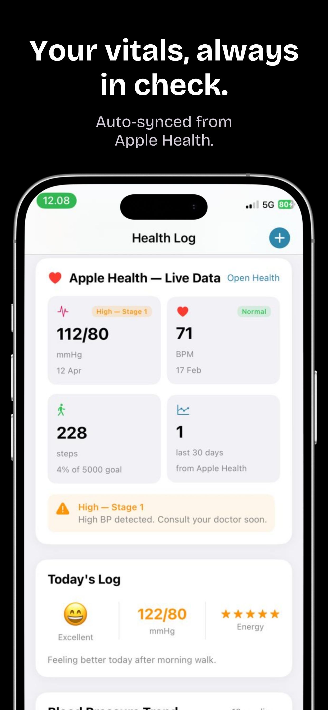Your vitals, always in check - Apple Health sync