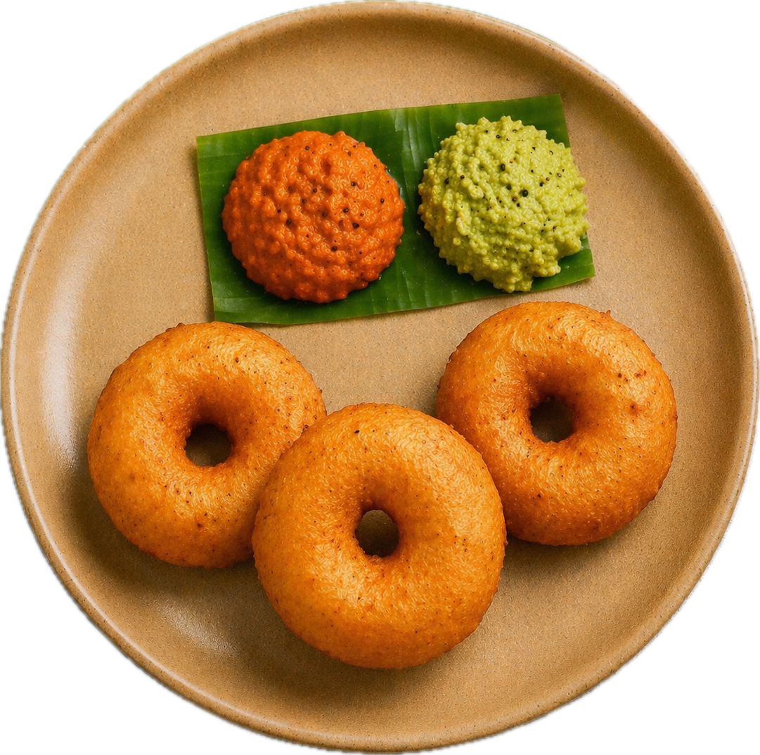 Crispy medu vada with chutneys