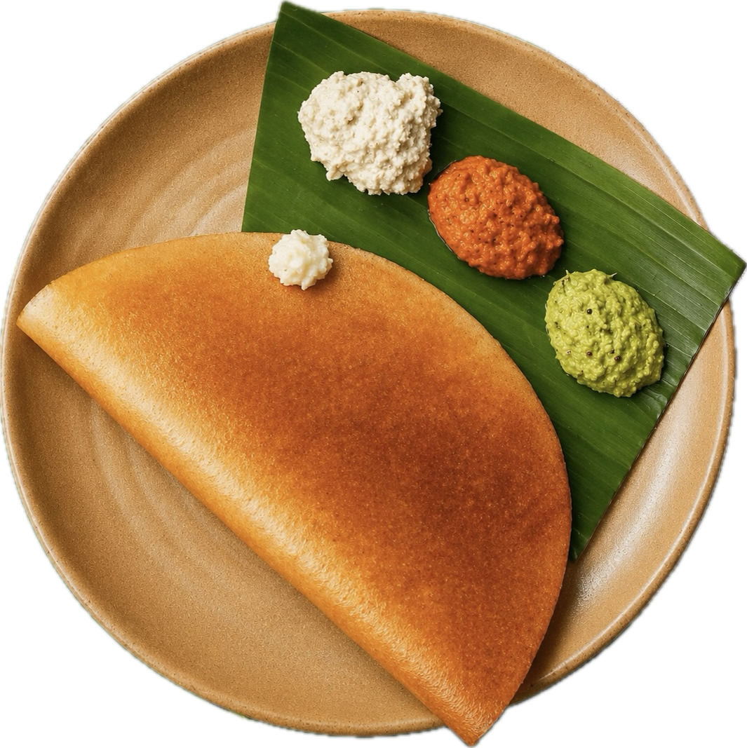 Golden crispy benne dosa with chutneys