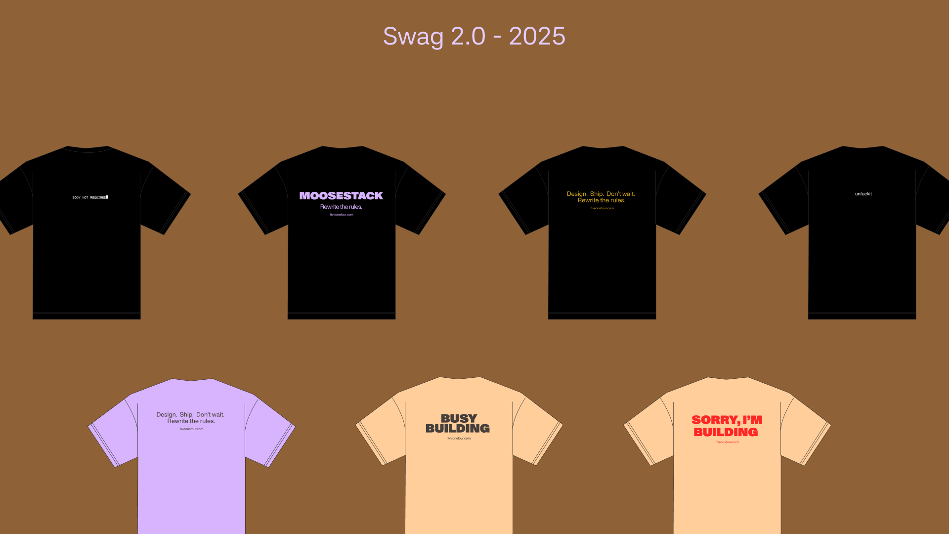 Swag 2.0 2025 t-shirt designs for the team and customers