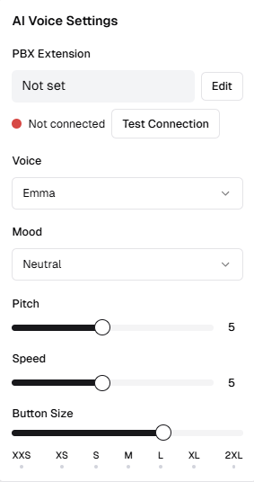 AI Voice Settings Interface