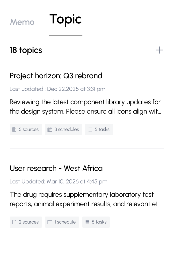 AI organizes information - Topic organization interface