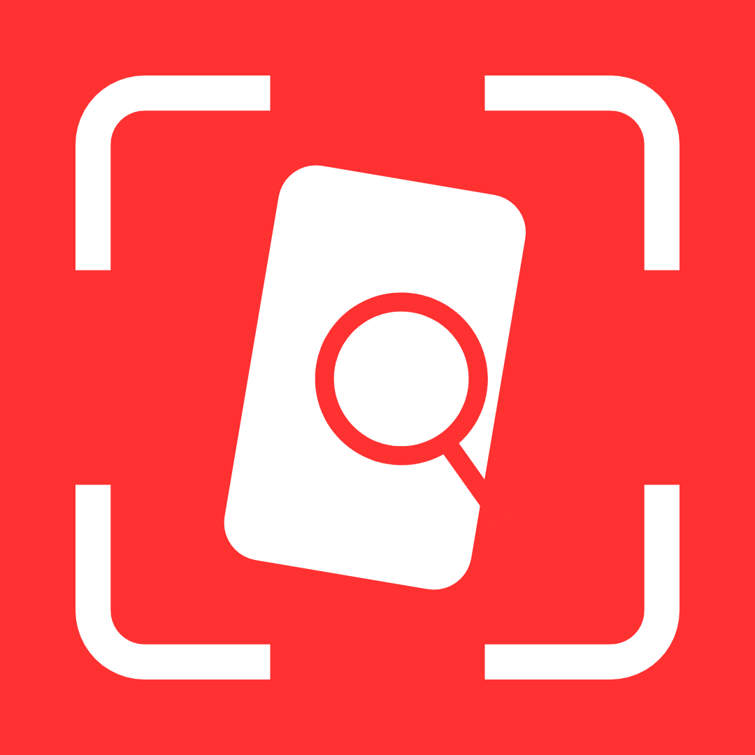 TCG Scanner app logo showing a card and magnifying glass