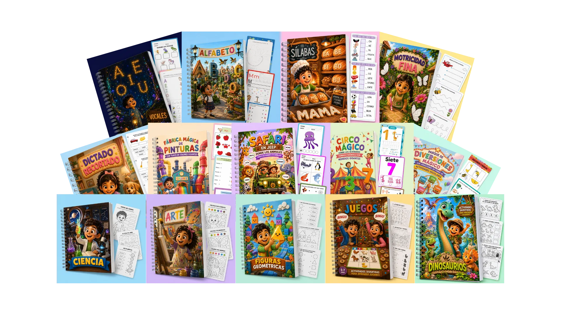 Todo lo que incluye el Kit Completo EduCarFácil - 14 cuadernos educativos