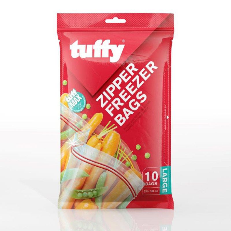 Tuffy Zipper Freezer Bags Large 27x28cm 10-Pack