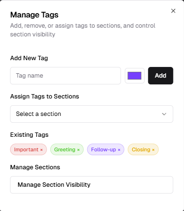 Tags Management Interface