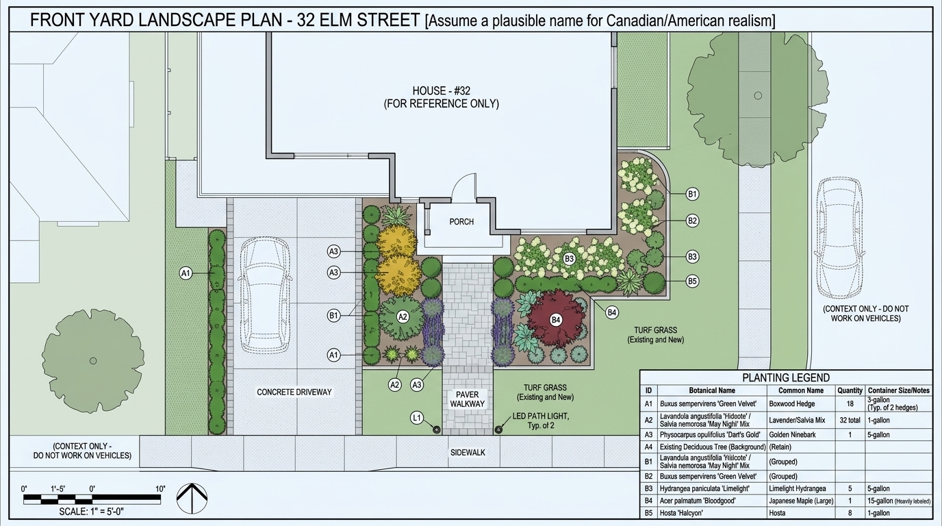 Professional 2D landscape floor plan