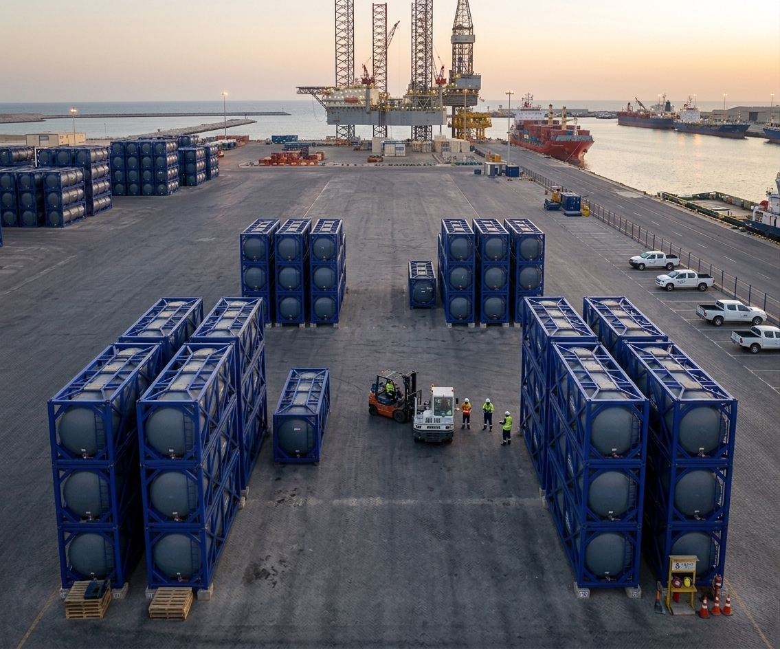 Tanques em operação portuária offshore