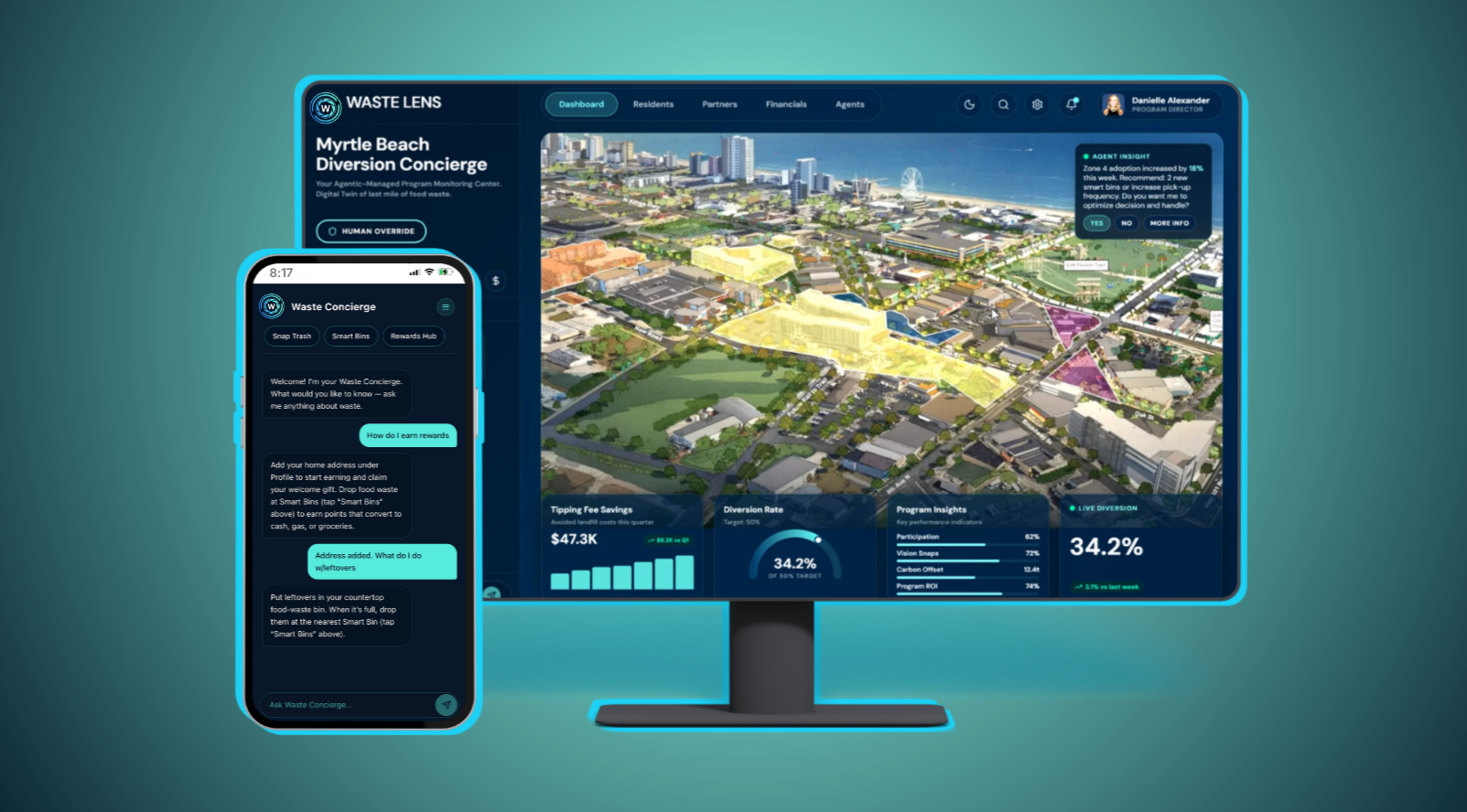 Waste Lens Municipal Diversion Concierge on desktop and Waste Concierge on mobile