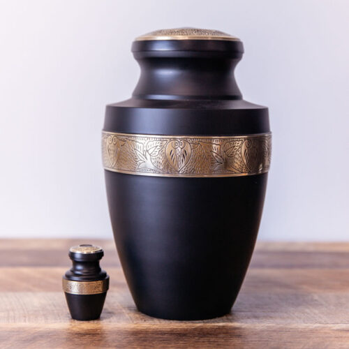 The Tranquil Urn — Matte black with brass band