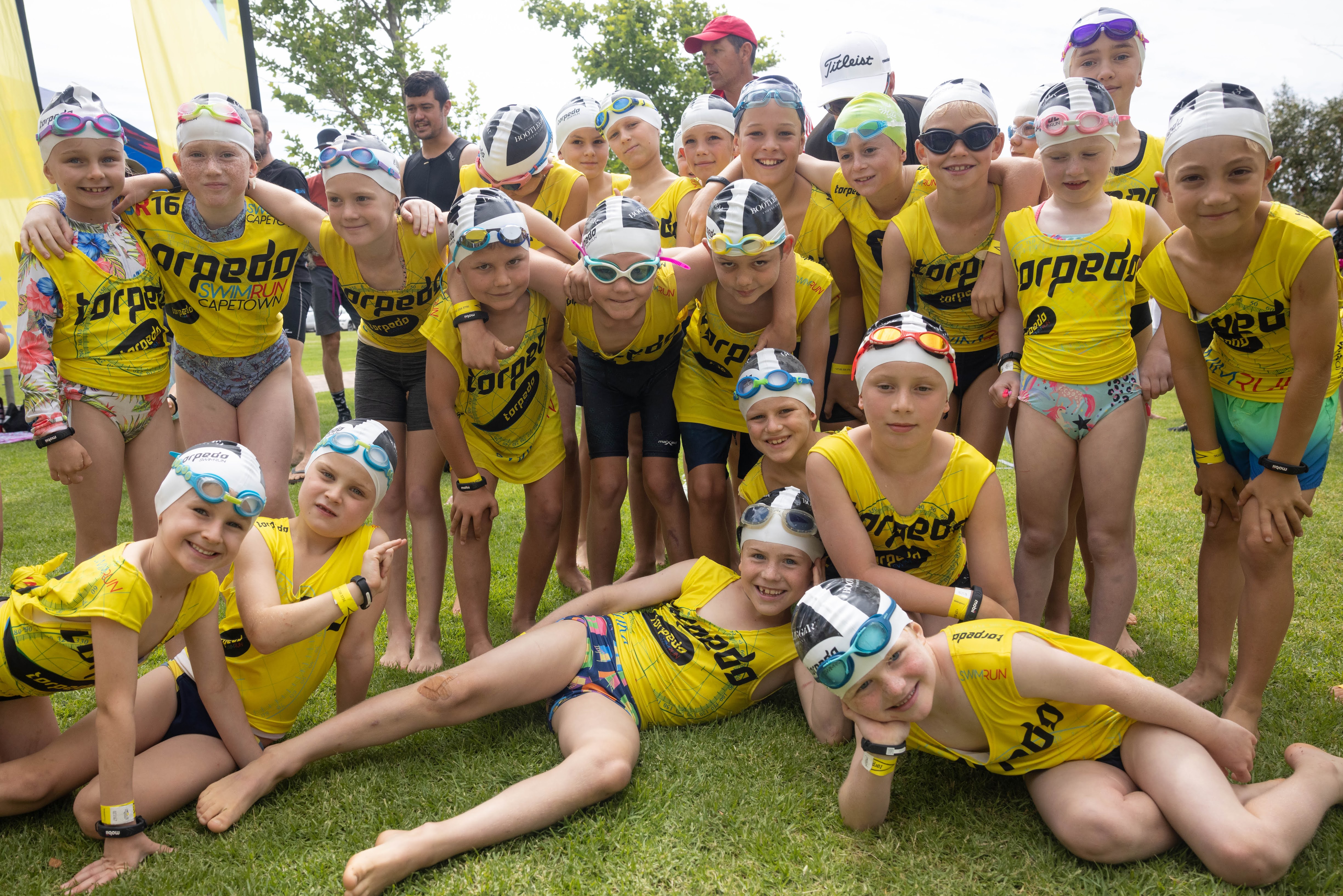 Large group of kids celebrating