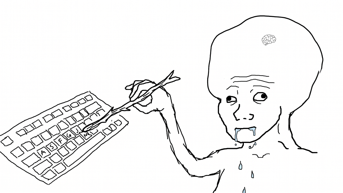 Braincell Wojak typing on keyboard