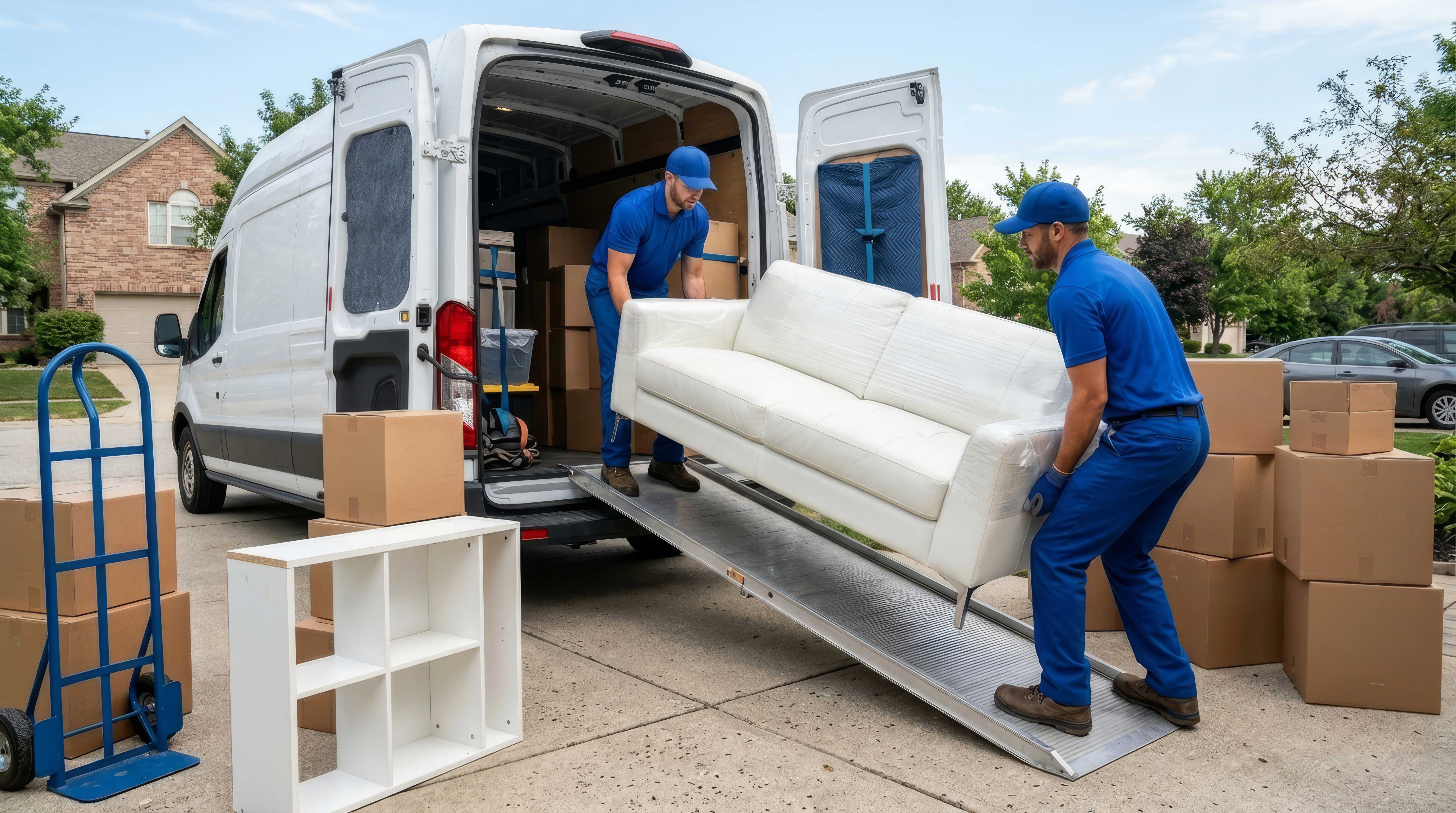 Professionelle Umzugshelfer von Mars Umzüge beim Laden eines Sofas – zuverlässige Umzugsservices in Berlin