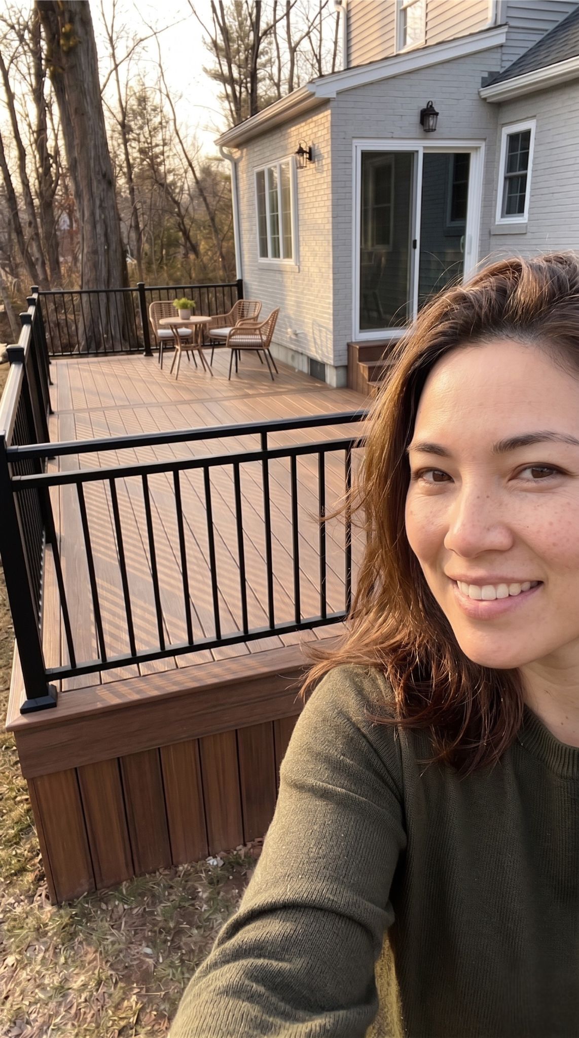 Jennifer L. with their new deck